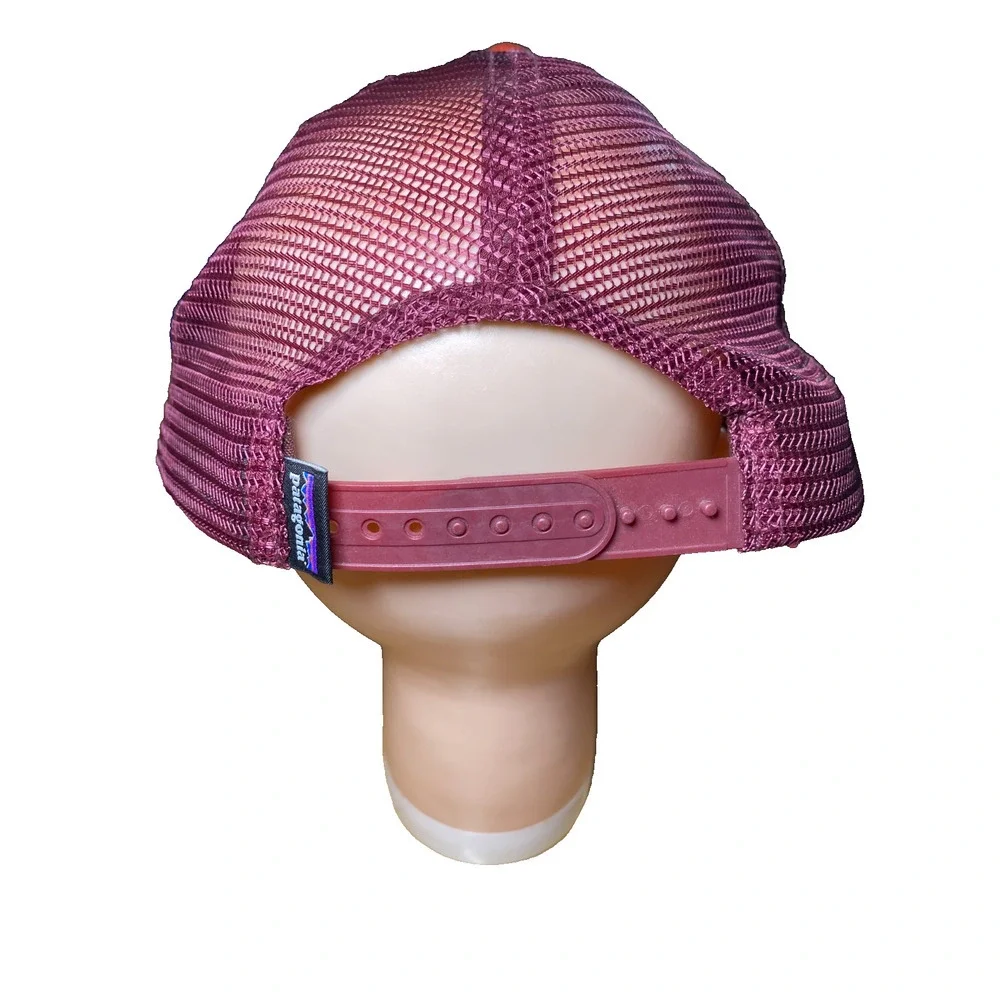 Patagonia Trout Patch Trucker Hat Orange Burgandy Mesh Snapback Cap